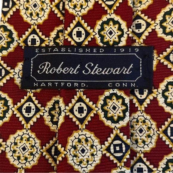 ROBERT STEWART Elegant Geometric Patterned Silk Tie - US MADE - Picture 3 of 6